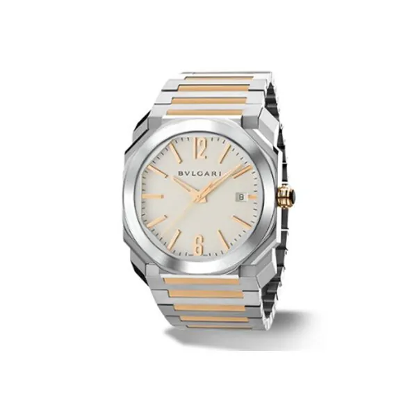 102118-BGO38WSPGD.jpg Bvlgari Solotempo Two Tone Silver Dial 38Mm Men’S Watch - Image 1