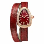 Bvlgari Serpenti 27Mm 18K Rose Gold Red Dial Ladies Watch