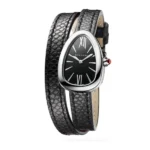 Bvlgari Serpenti Black Dial Double Wrap Leather Ladies Watch Ref. 102782