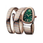 Bvlgari Serpenti Tubogas 102791 SP35C4SPGD.2T Green Dial 18Kt Rose Gold And Stainless Steel