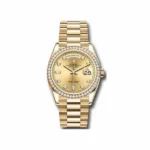 Rolex Day-Date Diamond Bezel 36Mm 18Kt Yellow Gold Men’S Watch