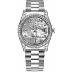 Rolex Day-Date 36 White Gold White Mother Of Pearl Diamond Dial Men’S Watch