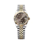 Rolex Datejust 278273-0018 Dark Rhodium Diamond Roman Six Dial Steel & Yellow Gold Fluted Bezel 31Mm Jubilee Bracelet Ladies Watch