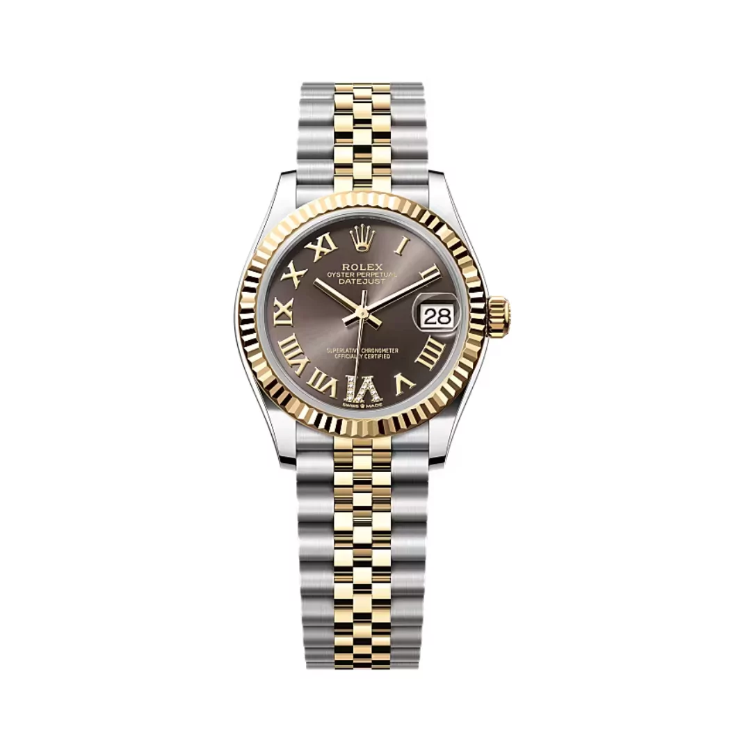 126233-0029-24.png Rolex Datejust 278273-0018 Dark Rhodium Diamond Roman Six Dial Steel & Yellow Gold Fluted Bezel 31Mm Jubilee Bracelet Ladies Watch - Image 1