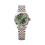 Rolex Datejust 279171-0007 Fluted Bezel Steel & Rose Gold 28mm Olive Green Diamond Dial Ladies Watch