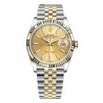 Rolex Datejust 126233-0015 Fluted Bezel Oystersteel Yellow Gold 36mm Champagne Index Dial Women’s Watch