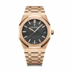 Audemars Piguet Royal Oak 15500Or.Oo.1220Or.01 Black Grande Tapisserie 41Mm 18K Rose Gold Men’S Watch
