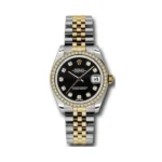 Rolex Datejust Black Dial 31Mm Stainless Steel & 18K Yellow Gold Ladies Watch