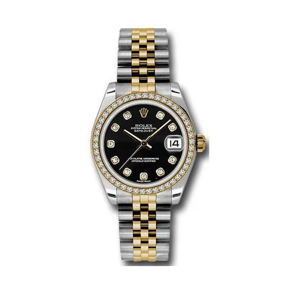 178383-BKDJ.jpg Rolex Datejust Black Dial 31Mm Stainless Steel & 18K Yellow Gold Ladies Watch - Image 1