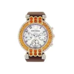 Harry Winston Premier Chronograph White Gold Diamond & Orange Stones Bezel Ladies Watch
