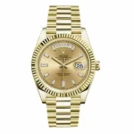Rolex Day Date 228238 Chbdp Champagne Baguette Dial 40Mm 18Kt Yellow Gold Men’S Watch
