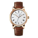 A Lange & Sohne Richard Lange 232.032 Silver Roman Dial 40.5Mm 18K Rose Gold Brown Leather Straps Men’S Watch