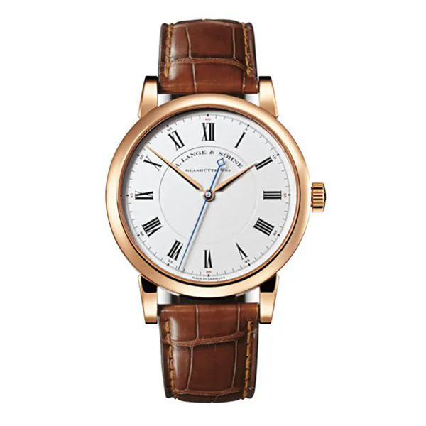 232.032-1.jpg A Lange & Sohne Richard Lange 232.032 Silver Roman Dial 40.5Mm 18K Rose Gold Brown Leather Straps Men’S Watch - Image 1