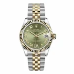 Rolex Datejust 278273 Ogdr6J Olive Green Roman Diamond Six Dial Yellow Gold Fluted Bezel 31Mm Oystersteel And 18K Yellow Gold Jubilee Ladies Watch