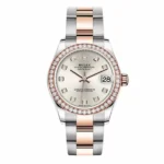 Rolex Datejust 278381Rbr Sdo 46 Diamond Bezel 31Mm Silver Diamond Dial Steel And Everose Gold Steel Ladies Watch