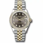 Rolex Datejust 278383Rbr Dkgdj Dark Grey Diamond Dial 31Mm Diamond-Set Bezel 18K Yellow Gold