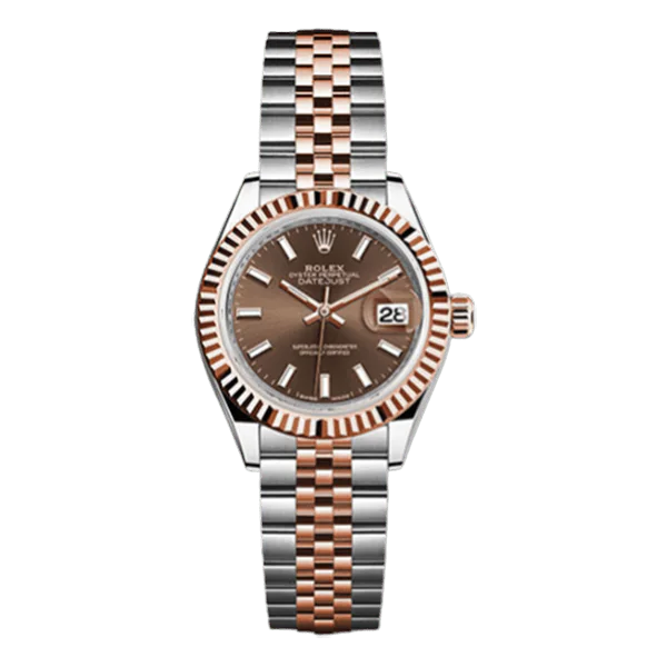 279171-choij-Edited.png Rolex Datejust 279171 Choij Chocolate Index Dial 28Mm 18K Rose Gold And Stainless Steel Jubilee Bracelet Ladies Watch - Image 1