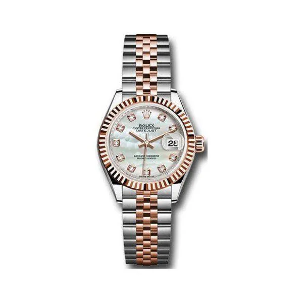 279171-mdj.jpg Rolex Datejust 279171 Mdj Mother Of Pearl Diamond Dial Fluted Rose Gold 28Mm 18Kt Rose Gold And Oystersteel Ladies Watch - Image 1