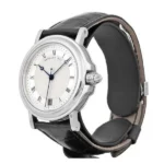 Breguet Marine 3400Bb/12/996 Silver Roman Dial Automatic 36Mm 18K White Gold Black Leather Straps Unisex Watch