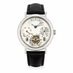 Breguet Classique Complications 3757 Silver Dial Tourbillon Perpetual Calendar 40Mm Platinum Black Leather Straps Men’S Watch