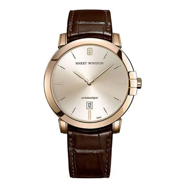 450-MA42RL.W.jpg Harry Winston Midnight 18K Rose Gold Leather Men’S Watch - Image 1
