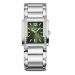 Patek Philippe Twenty~4 4910/1200A-011 Olive Green Sunburst Diamond-Set Bezel 25.1Mm X 30 Mm Stainless Steel Ladies Watch
