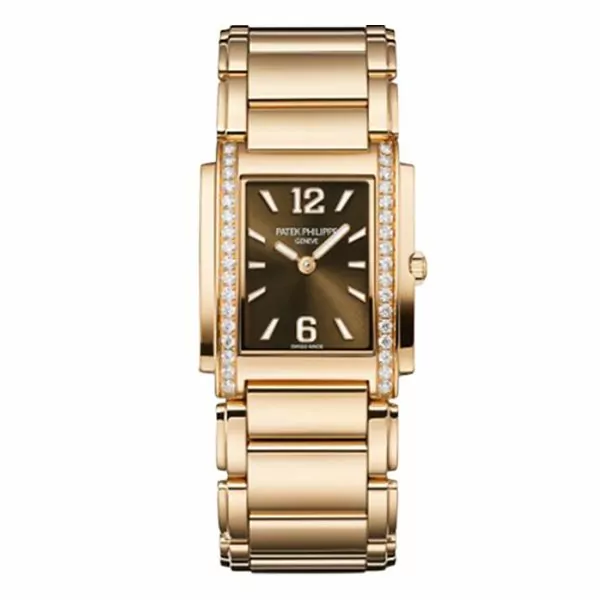 4910_1201R_001_1-1.jpg-1.jpg Patek Philippe Twenty~4 4910/1201R-001 Chocolate Brown Dial Diamond-Set Bezel 25Mm X 30Mm 18K Rose Gold Ladies Watch - Image 1