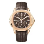 Patek Philippe Aquanaut 5164R-001 Brown Dial Travel Time 40.8Mm 18K Rose Gold Brown Rubber Straps
