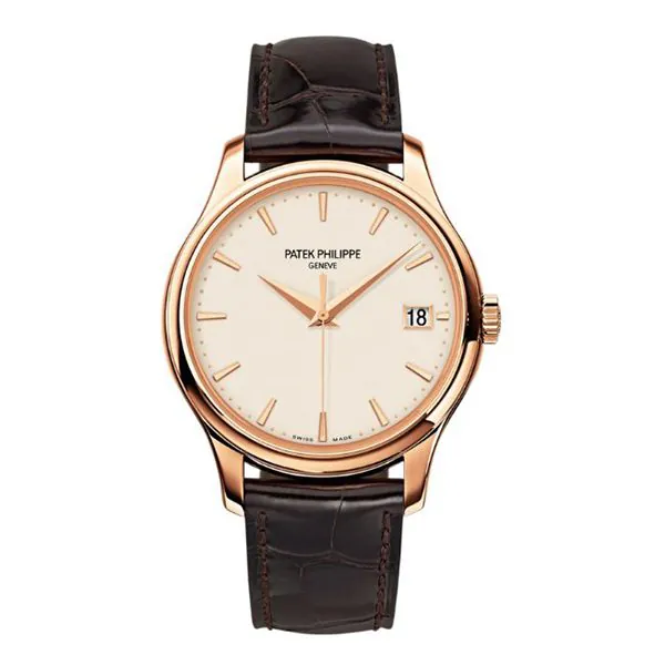 5227R_001_1-600-×-600-px.jpg Patek Philippe Calatrava 5227R-001 Ivory Dial 39Mm 18K Rose Gold Dark Chestnut Leather Men’S Watch - Image 1