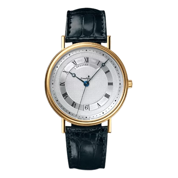 5930BA.12.986-Edited.png Breguet Classique 5930Ba/12/986 Silver Roman Numerals Automatic 35.5Mm 18K Yellow Gold Black Leather Straps Unisex Watch - Image 1