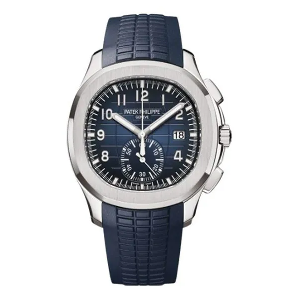 5968G-001-1.jpg Patek Philippe Aquanaut 5968G-001 Blue Dial Flyback Chronograph 42.2mm18K White Gold Mid Night Blue Rubber Straps - Image 1
