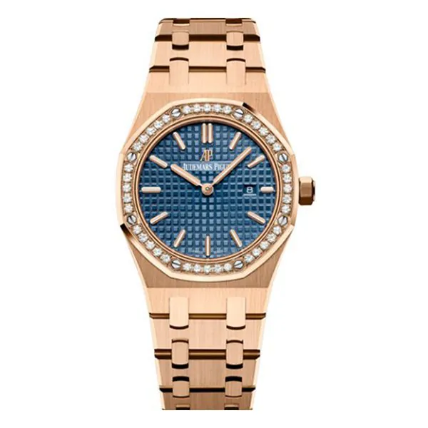 67651OR.ZZ_.1261OR.02-1.jpg Audemars Piguet Royal Oak 67651OR.ZZ.1261OR.02 Quartz 18K Rose Gold Blue Index Diamond Bezel 33Mm Ladies Watch - Image 1