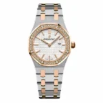 Audemars Piguet Royal Oak 67651SR.ZZ.1261SR.01 Silver Tone Index Dial 33Mm Stainless Steel & Rose Gold Ladies Watch