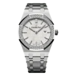 Audemars Piguet Royal Oak 67651ST.ZZ.1261ST.01 Silvery White Dial Diamond-Set Bezel 33Mm Stainless Steel Ladies Watch