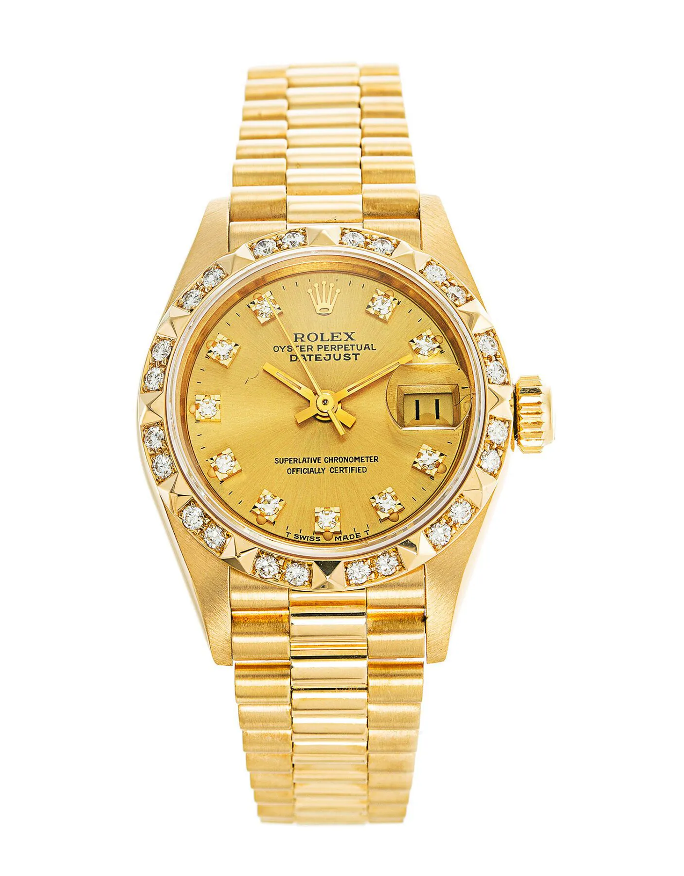 69258-scaled-1.jpg Rolex Datejust 26 Diamond Bezel Champagne Diamond Dial Ladies’ Watch - Image 1