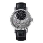 Breguet Tradition 7057Bb/G9/9Wg Grey Dial Manual Winding 40Mm 18K White Gold Black Leather Straps Men’S Watch