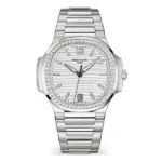 Patek Philippe Nautilus 7118/1200A-010 Silvery Opaline Dial Diamond-Set Bezel 35.2Mm Stainless Steel