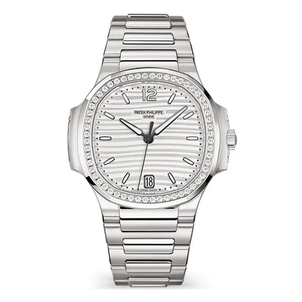 7118-1200A-010-1.jpg Patek Philippe Nautilus 7118/1200A-010 Silvery Opaline Dial Diamond-Set Bezel 35.2Mm Stainless Steel - Image 1