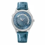 Patek Philippe Complications 7130G-014 World Time 18K White Gold Grey-Blue Dial Diamond-Set Bezel Ladies Watch