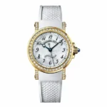 Breguet Marine 8818Ba/59/564.Dd00 Mother Of Pearl Dial Automatic 30Mm 18Kt Yellow Gold Case White Rubber Straps Ladies Watch