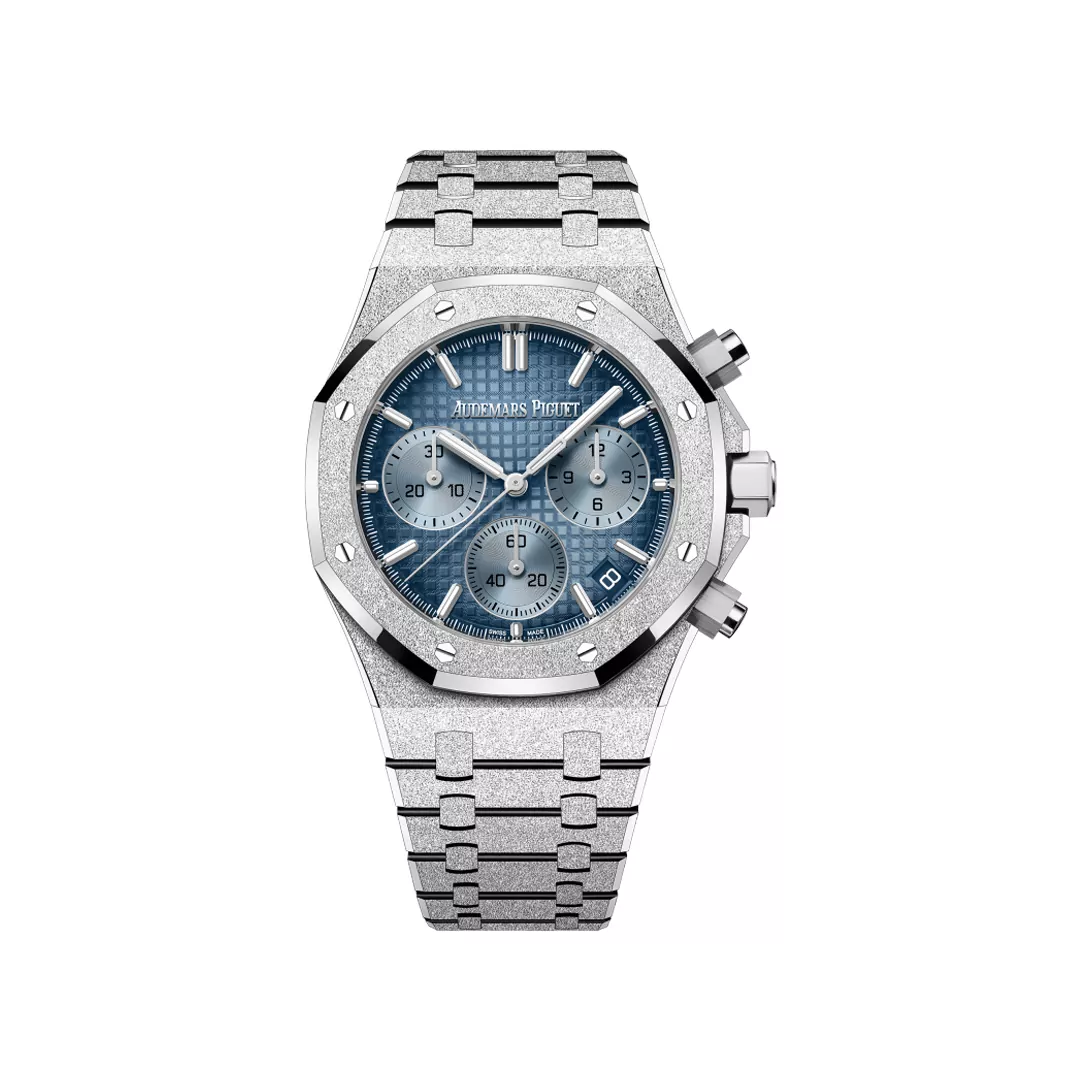 AP-26240BC.GG_.1324BC.02-1.jpg Audemars Piguet Royal Oak 26240BC.GG.1324BC.02 Chronograph 41mm Frosted White Gold Blue Dial - Image 1