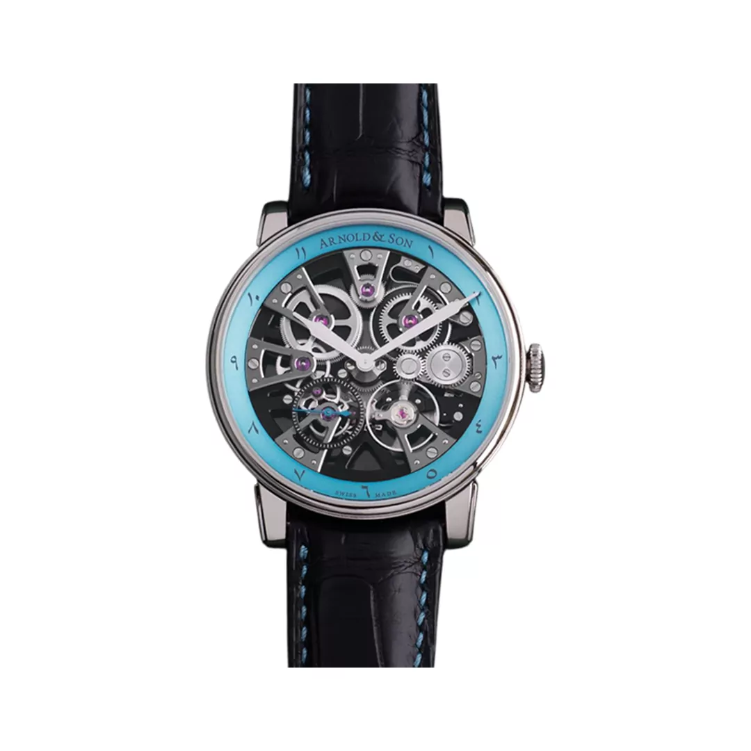 Arnold-Son-Nebula-1.NEAS_.U04A.C216S.jpg Arnold & Son Nebula 1.NEAS.U04A.C216S Stainless Steel 41.5mm Turquoise Skeleton Arabic Dial Men’s Watch - Image 1