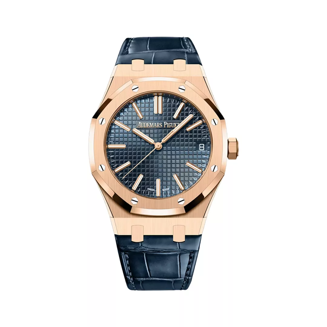 Audemars-Piguet-15510OR.OO_.D315CR.01.jpg Audemars Piguet Royal Oak 15510OR.OO.D315CR.01 Rose Gold 50th Anniversary Blue Dial 41mm Men’s Watch - Image 1