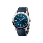 Bvlgari Bvlgari Solo Tempo Watch 41Mm Stainless Blue Dial Blue Strap Steel Bracelet Ref. Bb41C3Sld