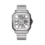 Cartier Santos De Cartier WHSA0027 Steel & black ADLC 47.5mm Skeleton Dial Men’s Watch