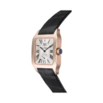Cartier Santos Dumont W2020067 Rose Gold Silver Dial Black Strap - Image 4