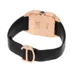 Cartier Santos Dumont W2020067 Rose Gold Silver Dial Black Strap - Image 3