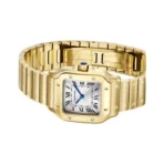 Cartier Santos De Cartier WGSA0107 Small Yellow Gold 34.5mm x 27mm Silver Sunray Dial Ladies Watch - Image 4