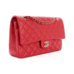 Chanel Classic Red Caviar Quilted Medium Double Flap Gold HW Handbag - Image 3