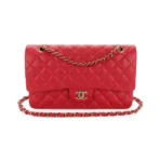 Chanel Classic Red Caviar Quilted Medium Double Flap Gold HW Handbag - Image 4